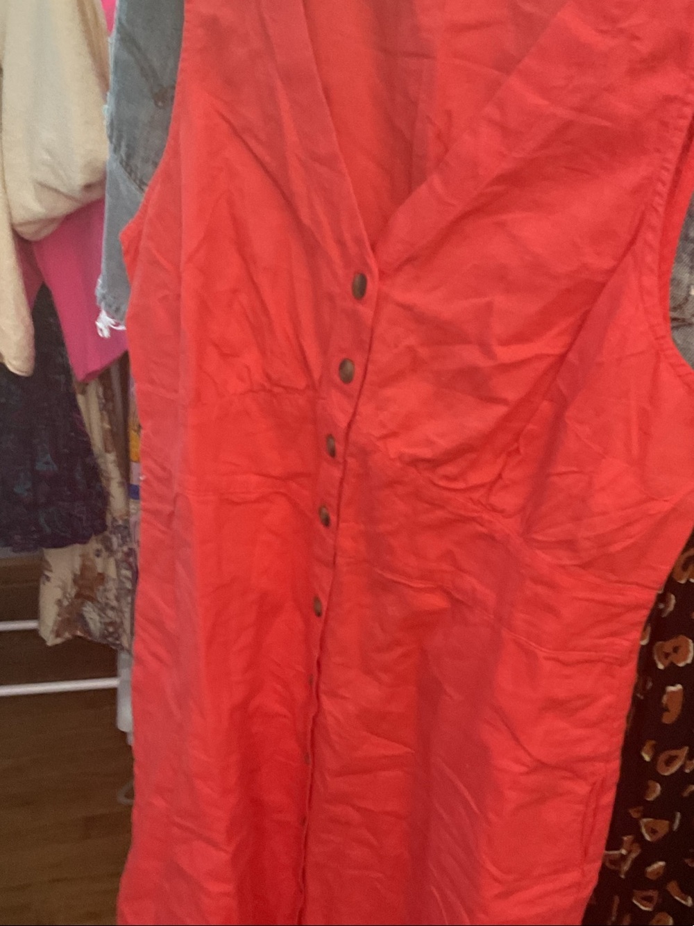 Pact Sleeveless Button-Front Tunic in Coral